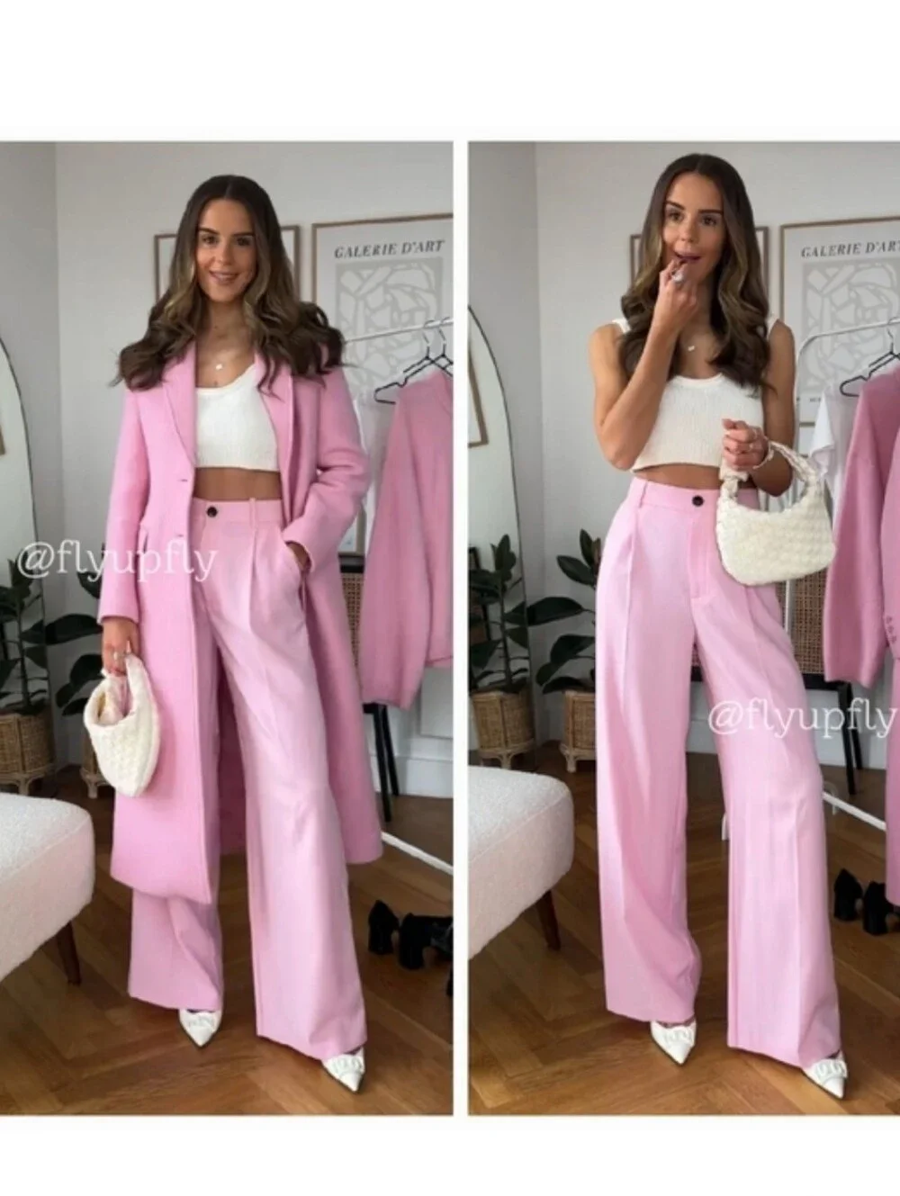 Zara Wide Legs Pants Pink Size XS